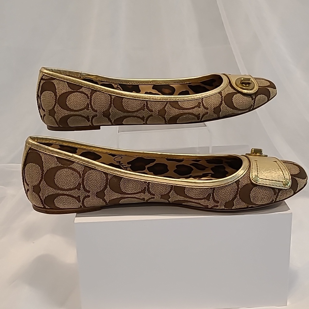 Coach Brown and Gold Ballet Loafer - Picture 4 of 9